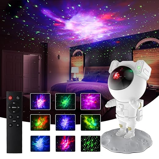 Astronaut Galaxy Projector - 360 Magnetic Head Rotation, Remote Control